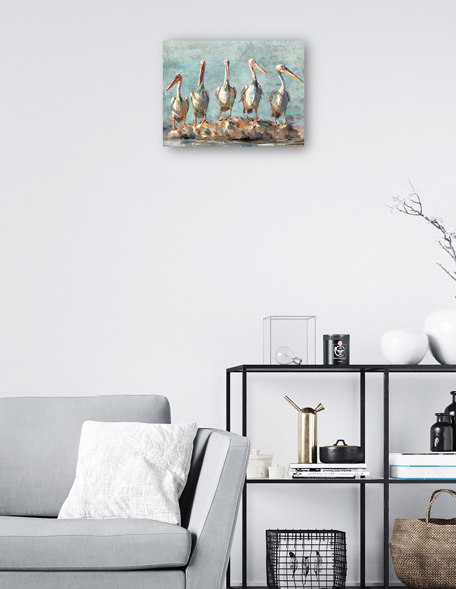 Cuadro decorativo Pausa pelícano técnica mixta Aves Silvestres 2