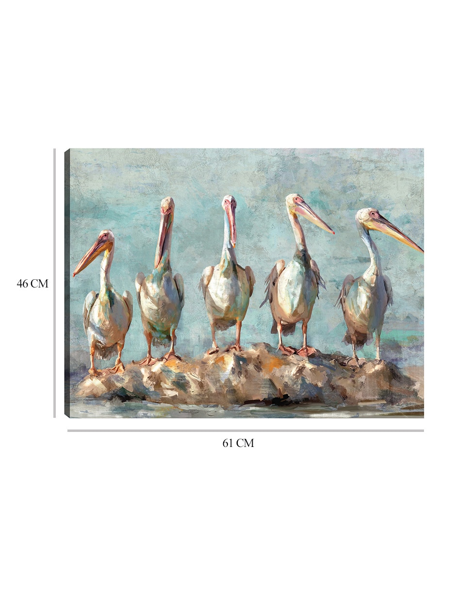 Cuadro decorativo Pausa pelícano técnica mixta Aves Silvestres 9