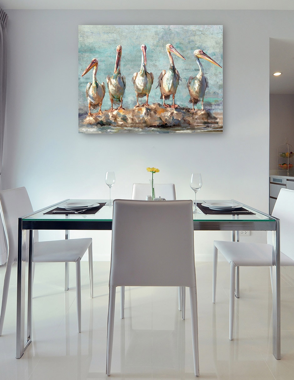 Cuadro decorativo Pausa pelícano técnica mixta Aves Silvestres 6