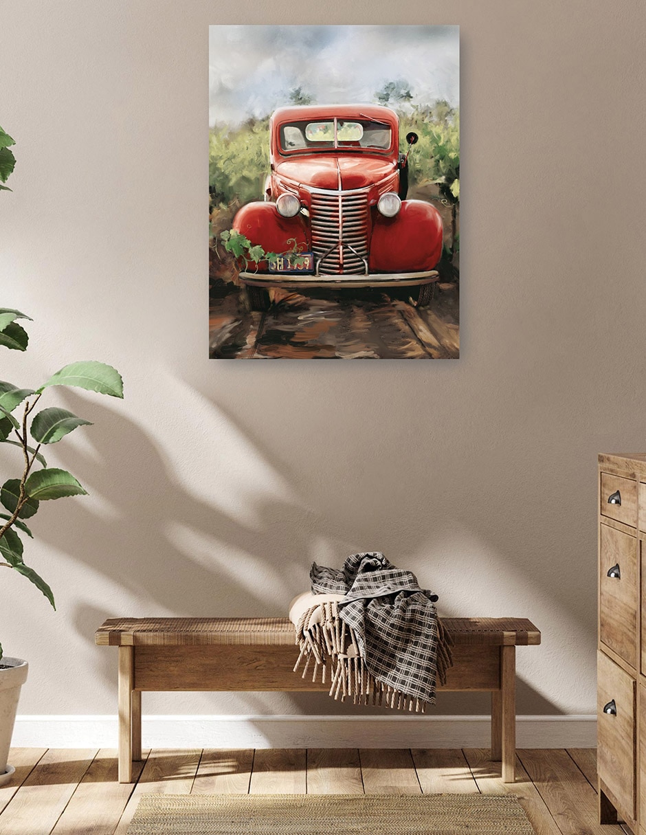 Cuadro decorativo Pequeño camión rojo técnica mixta Campos 6