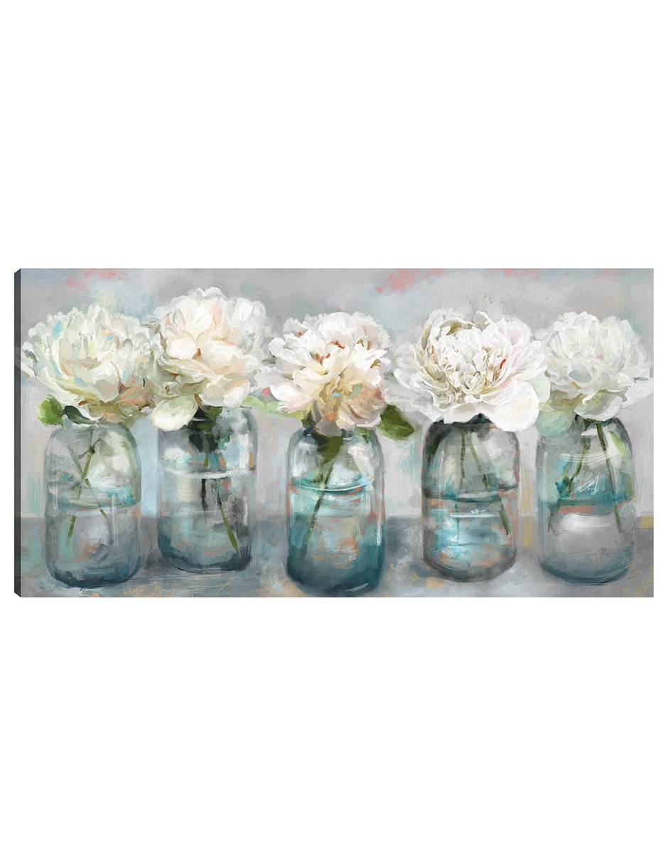 Cuadro decorativo Peonías recién recogidas técnica mixta Floreros