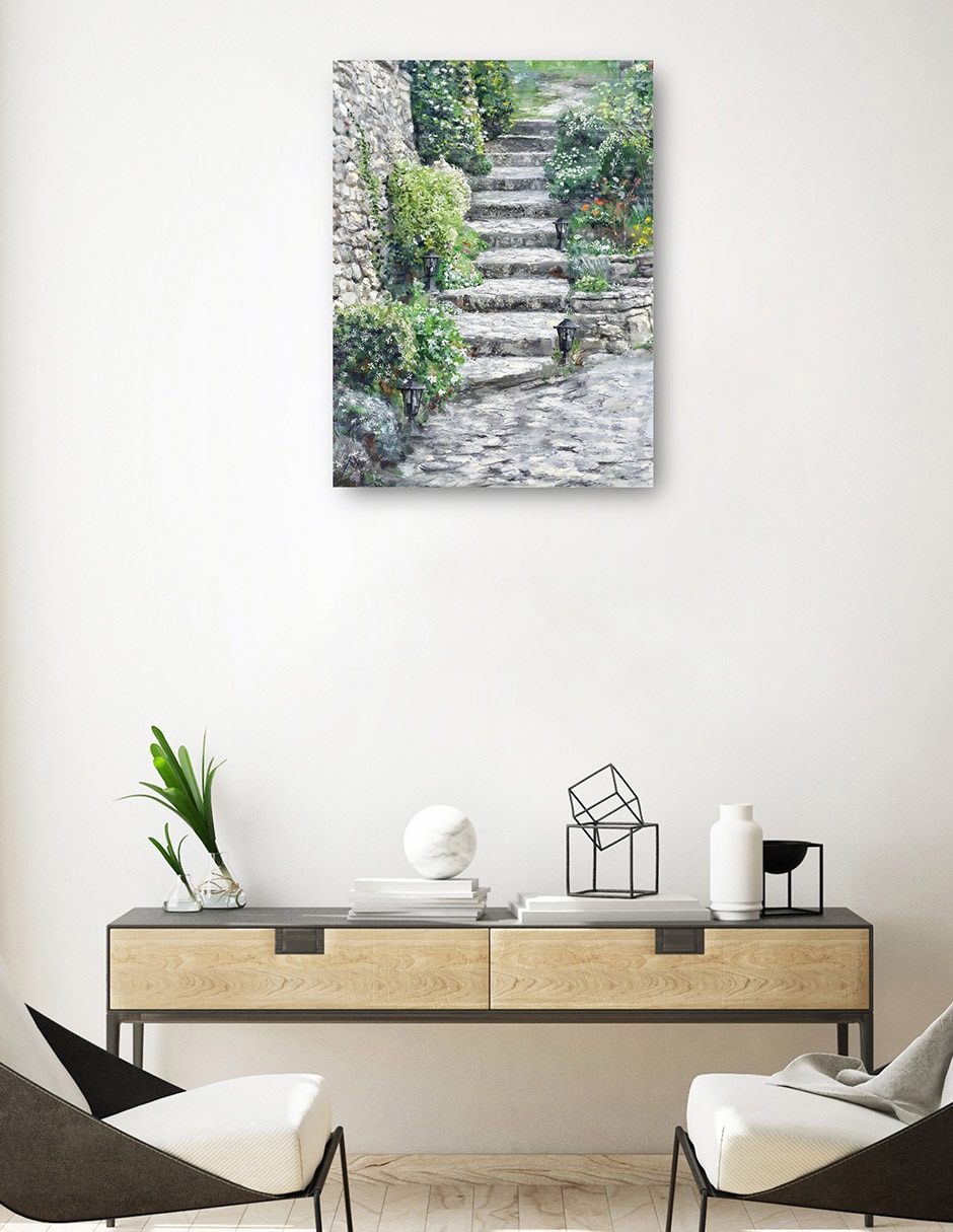 Cuadro decorativo Pasos de jardín técnica mixta Lugares 3