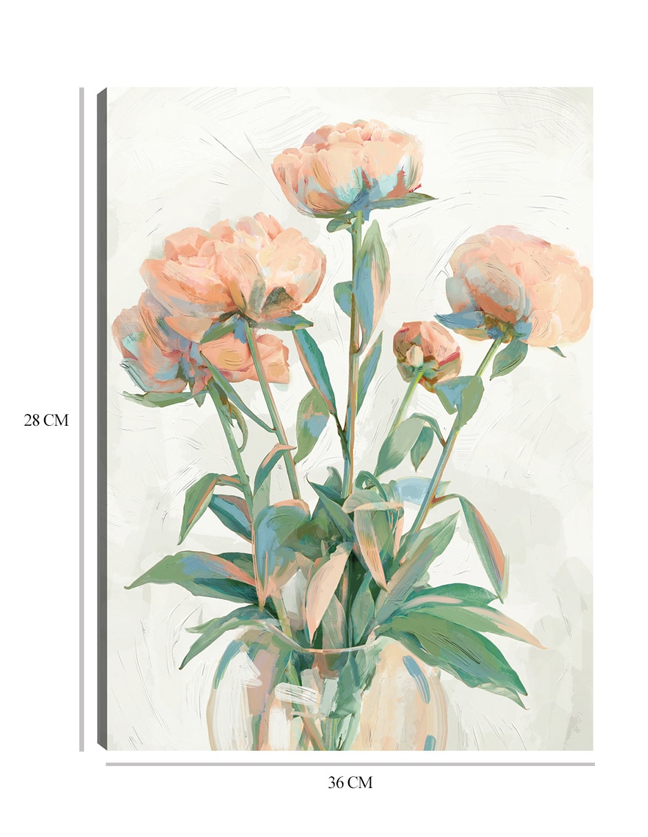 Cuadro decorativo Peonías de melocotón técnica mixta Floreros 2