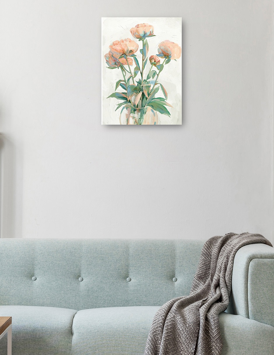 Cuadro decorativo Peonías de melocotón técnica mixta Floreros 2