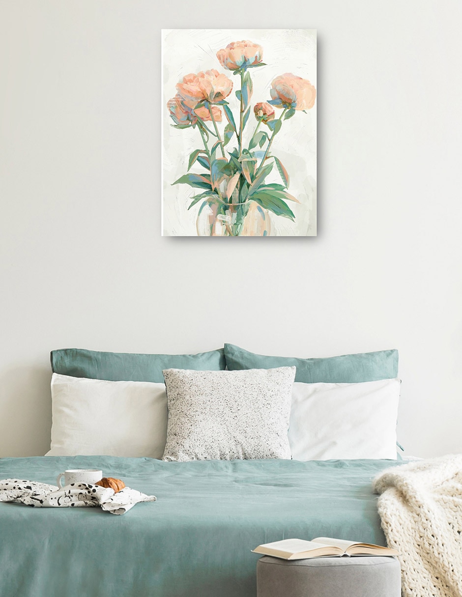 Cuadro decorativo Peonías de melocotón técnica mixta Floreros 3