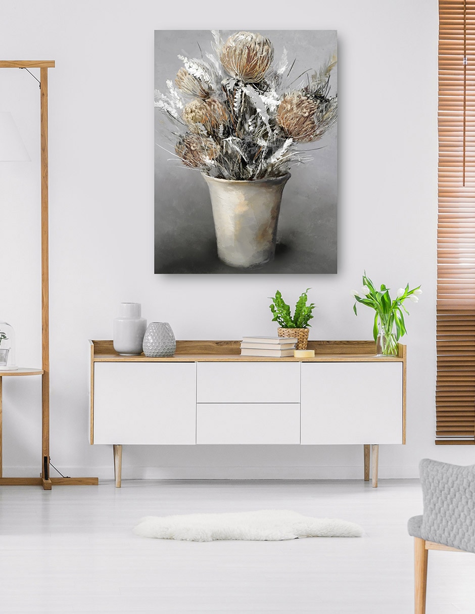 Cuadro decorativo Preciosos susurros I técnica mixta Macetas 6