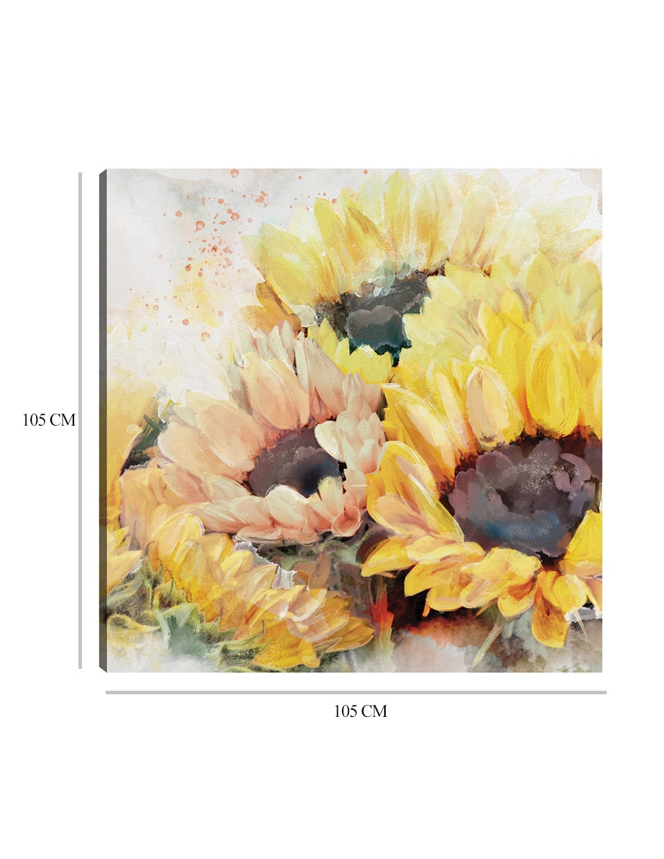Cuadro decorativo Plaza del panel solar técnica mixta Girasoles 2