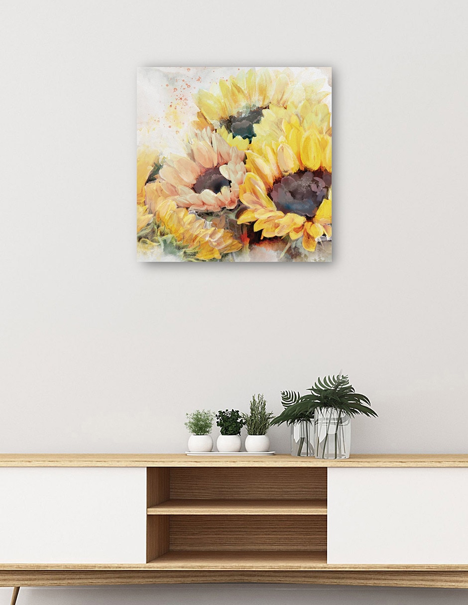 Cuadro decorativo Plaza del panel solar técnica mixta Girasoles 5