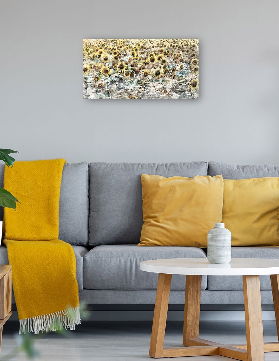 Cuadro decorativo Prado de girasol técnica mixta Girasoles 4