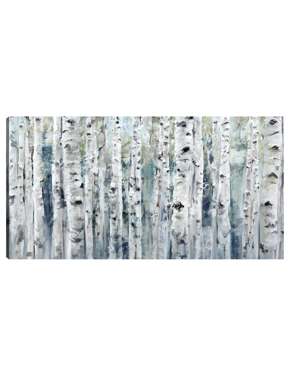Cuadro decorativo Primavera abedules índigo técnica mixta Bosques