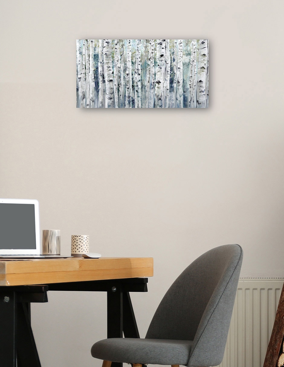 Cuadro decorativo Primavera abedules índigo técnica mixta Bosques 2