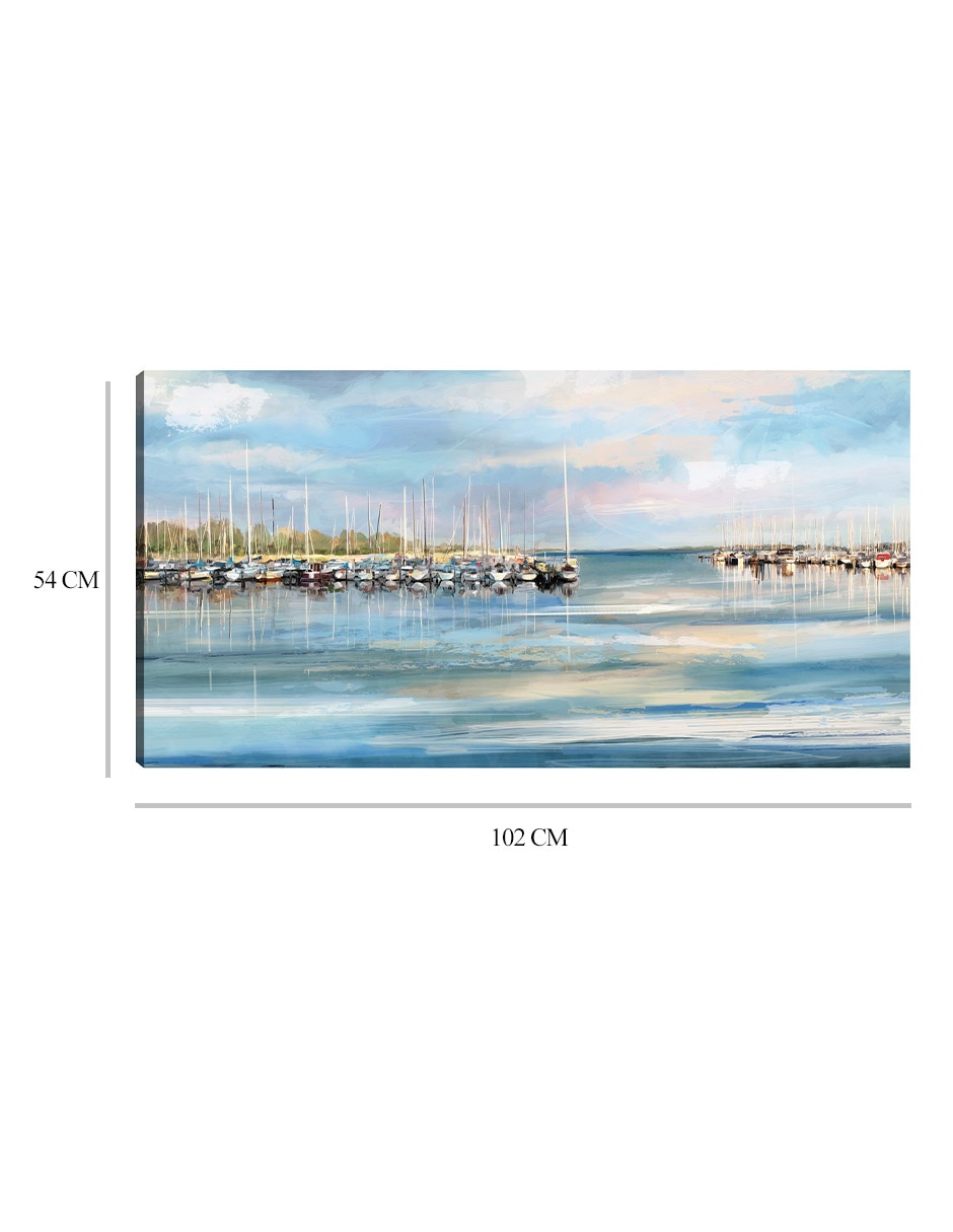 Cuadro decorativo Puerto azul técnica mixta Muelles 2