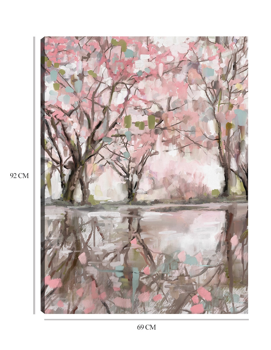 Cuadro decorativo Reflejos de flor rosa técnica mixta Lagos 3