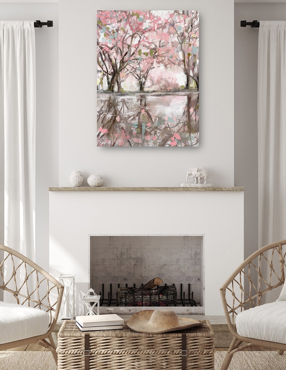 Cuadro decorativo Reflejos de flor rosa técnica mixta Lagos 4