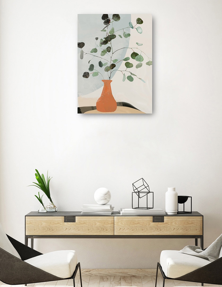 Cuadro decorativo Rama de eucalipto técnica mixta Floreros 3