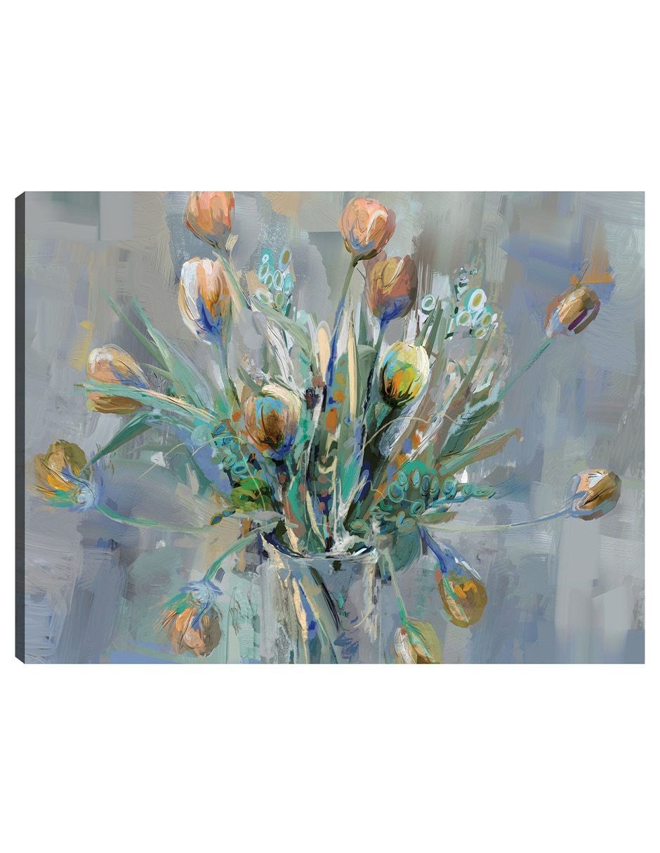 Cuadro decorativo Ramo de tulipanes técnica mixta Floreros