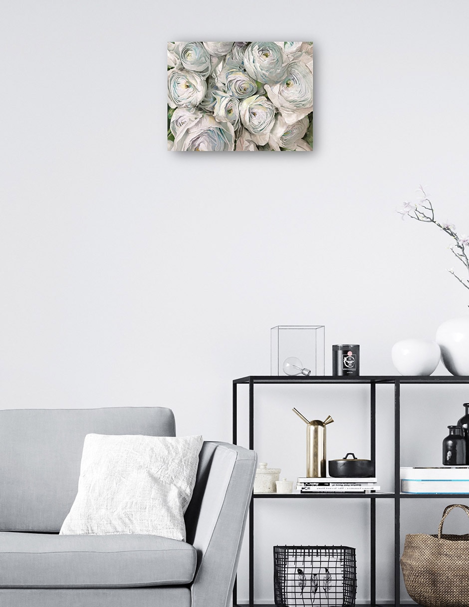 Cuadro decorativo Ranúnculo blanco técnica mixta Floración 2
