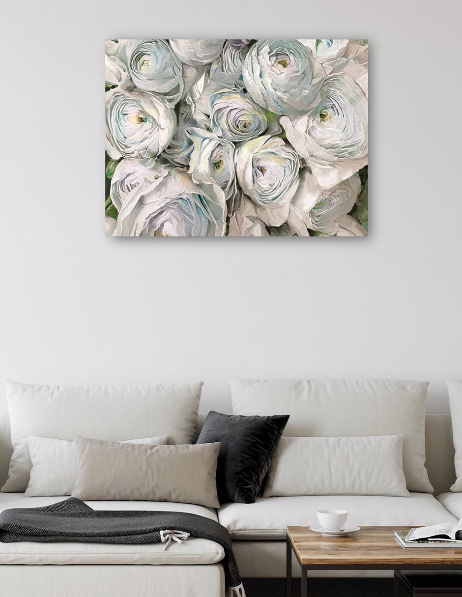 Cuadro decorativo Ranúnculo blanco técnica mixta Floración 5