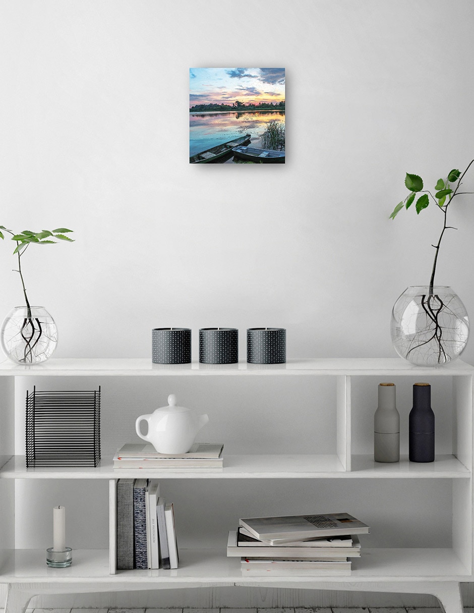 Cuadro decorativo Puesta de sol junto al lago técnica mixta Lagos 2