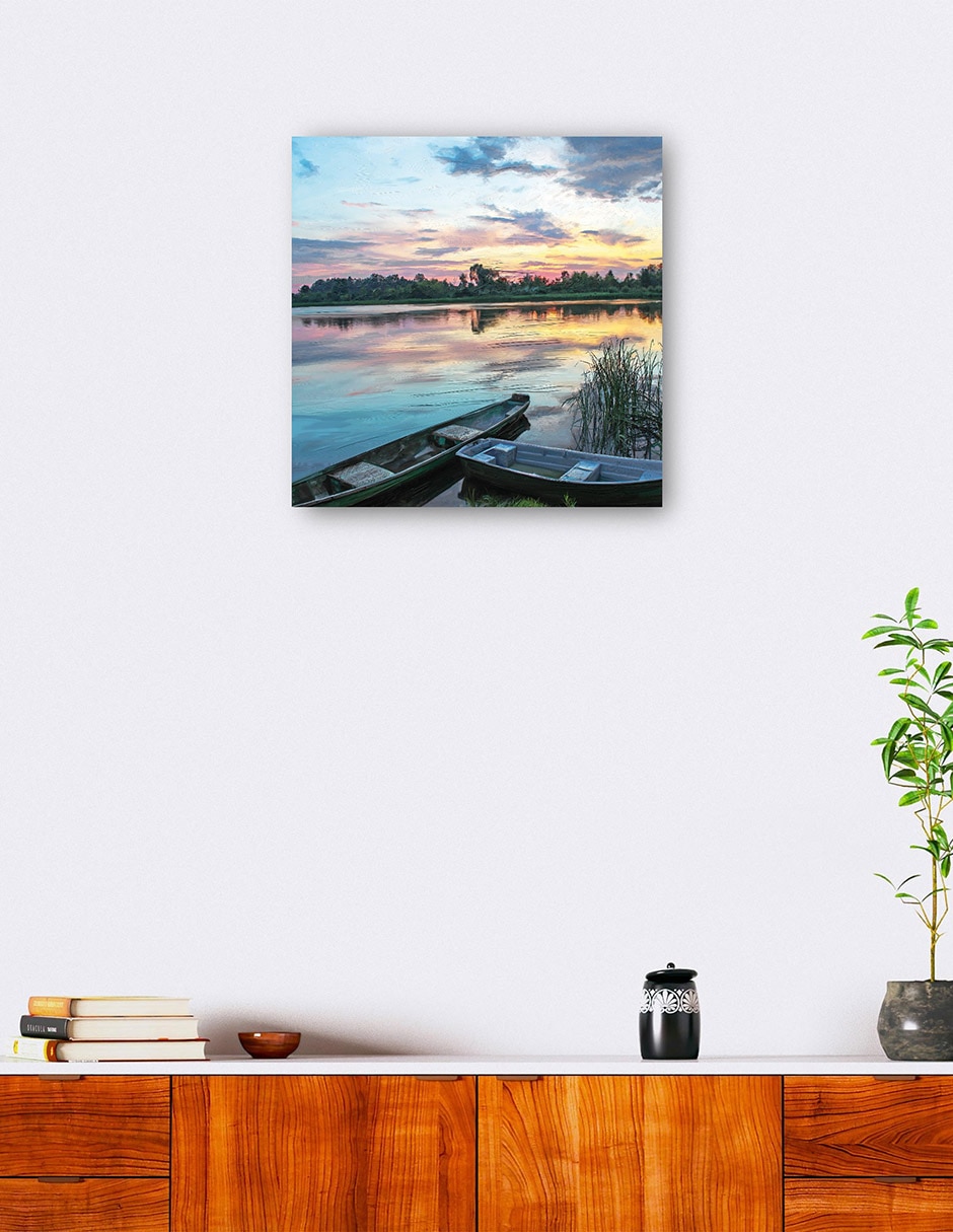 Cuadro decorativo Puesta de sol junto al lago técnica mixta Lagos 6