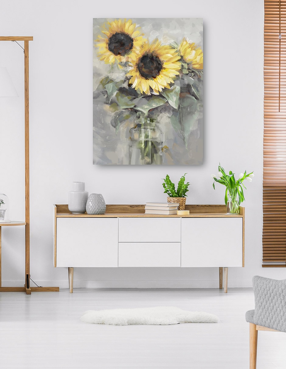 Cuadro decorativo técnica mixta Girasoles 7