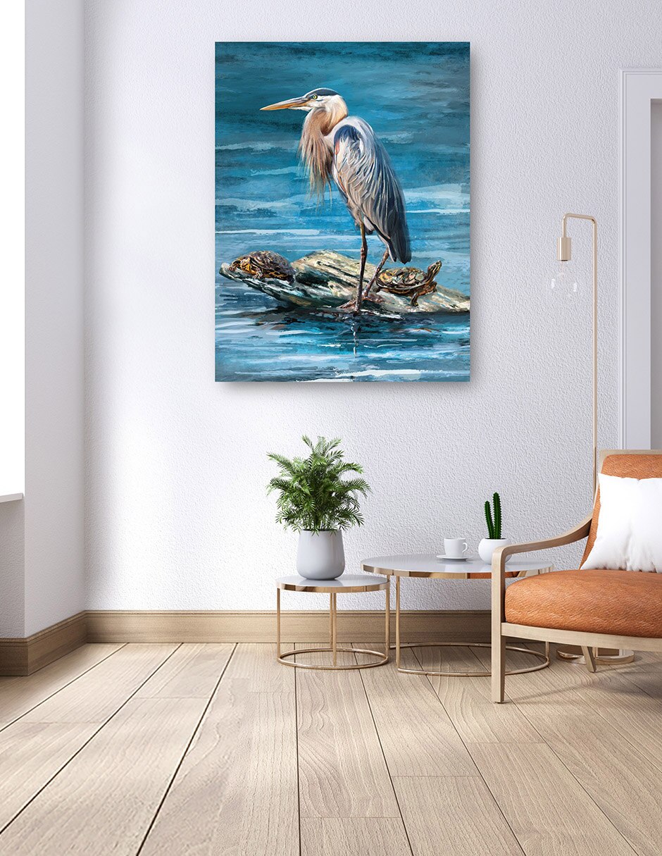 Cuadro decorativo Rey de las garzas técnica mixta Playas 6