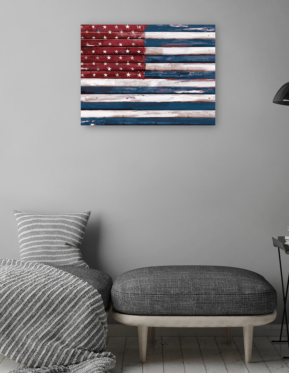 Cuadro decorativo Shiplap Lealtad II técnica mixta Patriotismo 4