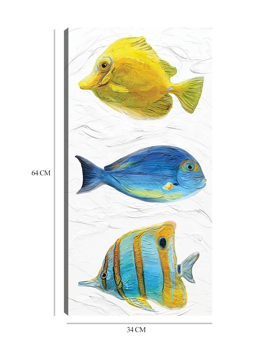 Cuadro decorativo Trío Tropical II técnica mixta Animales Marinos 2