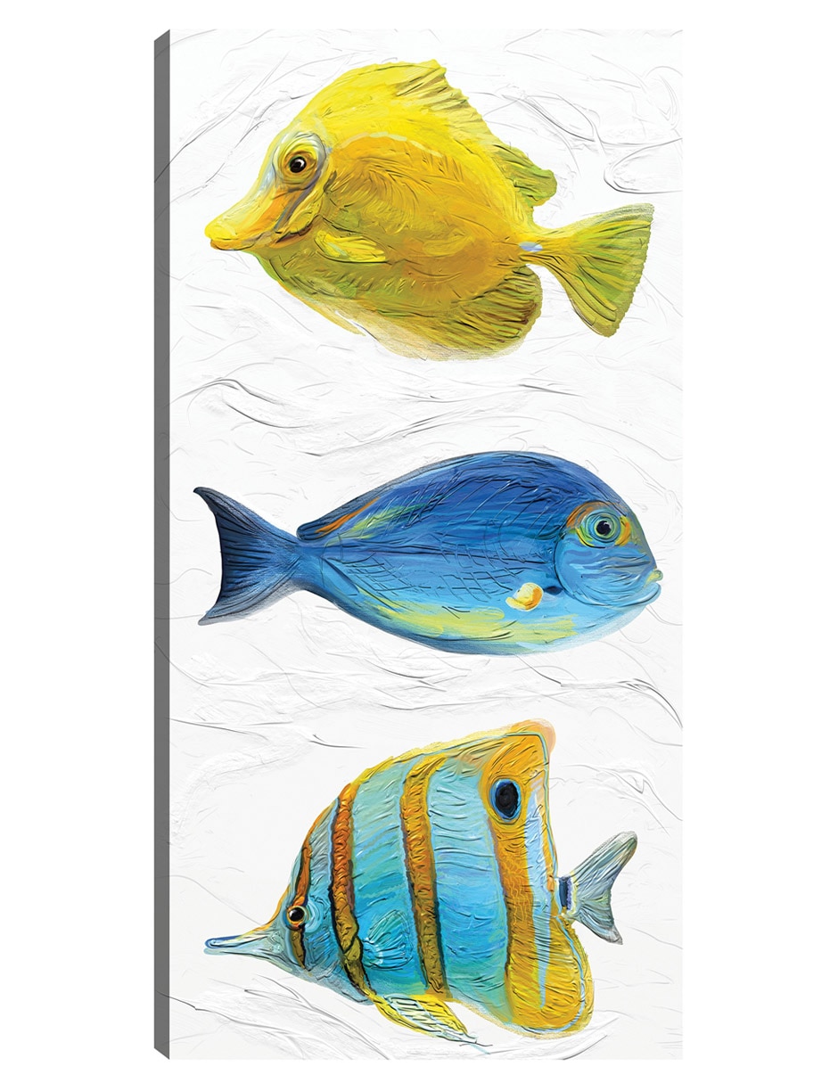 Cuadro decorativo Trío Tropical II técnica mixta Animales Marinos