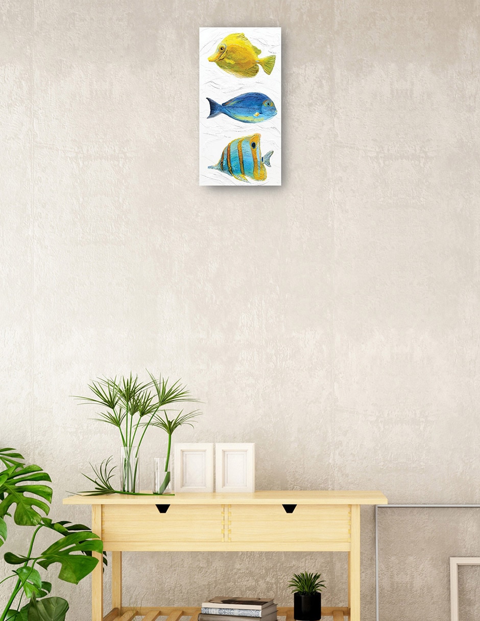 Cuadro decorativo Trío Tropical II técnica mixta Animales Marinos 2