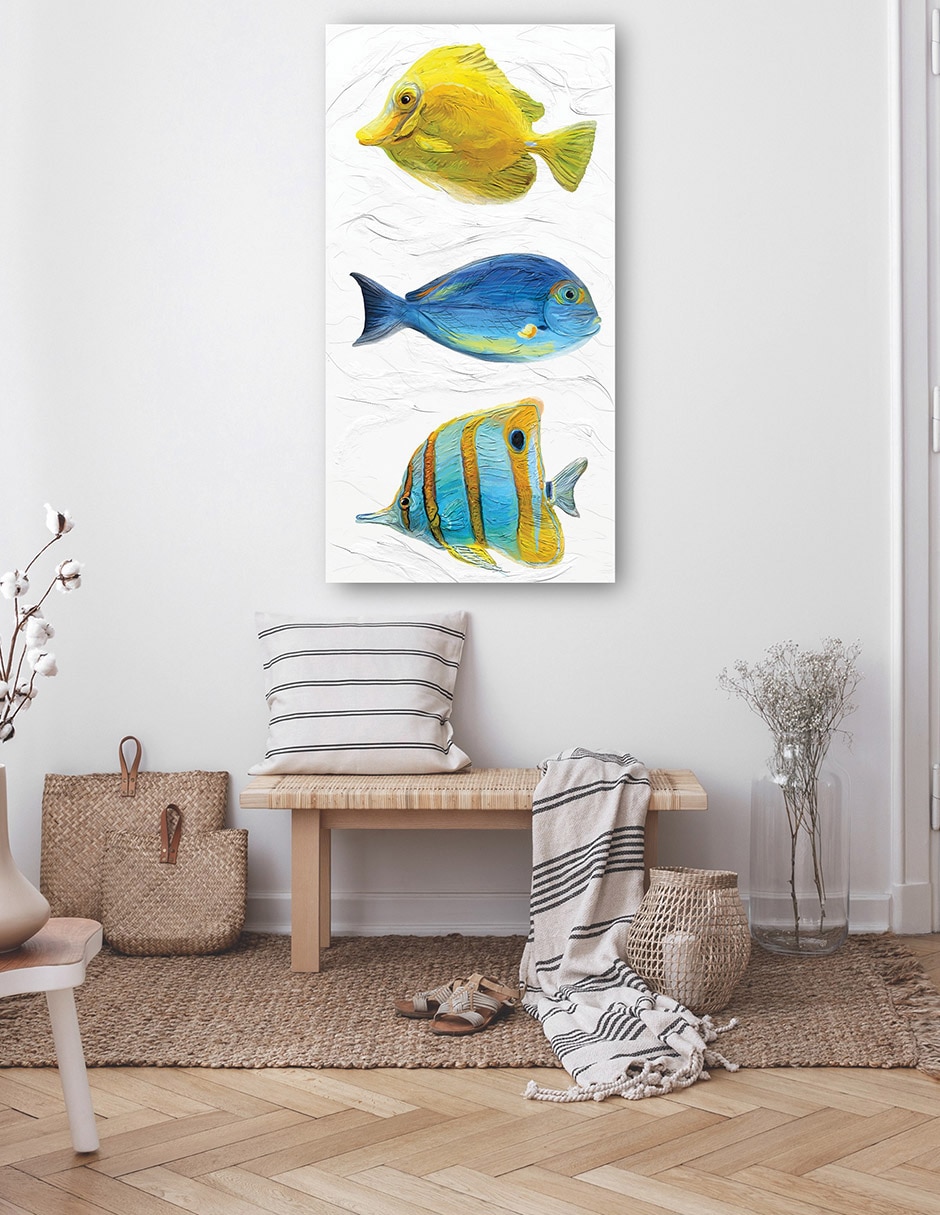 Cuadro decorativo Trío Tropical II técnica mixta Animales Marinos 5