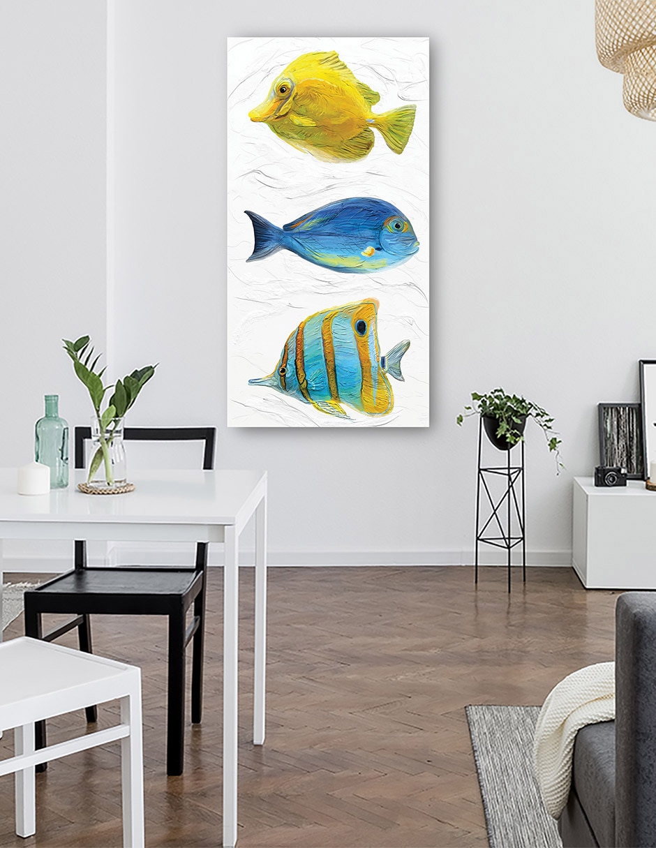 Cuadro decorativo Trío Tropical II técnica mixta Animales Marinos 6