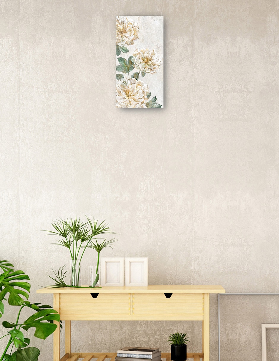 Cuadro decorativo Trío de peonía técnica mixta Floración 3