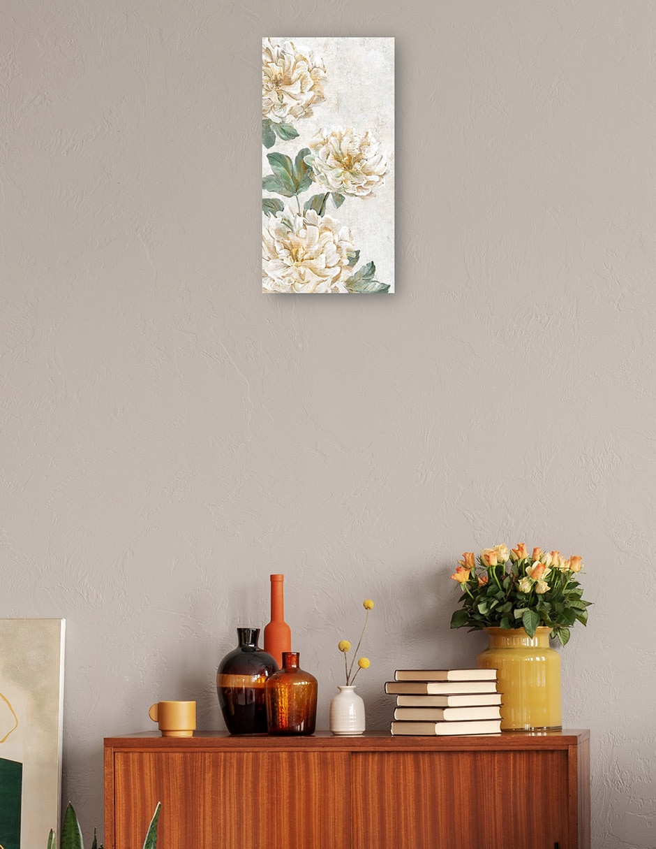 Cuadro decorativo Trío de peonía técnica mixta Floración 4