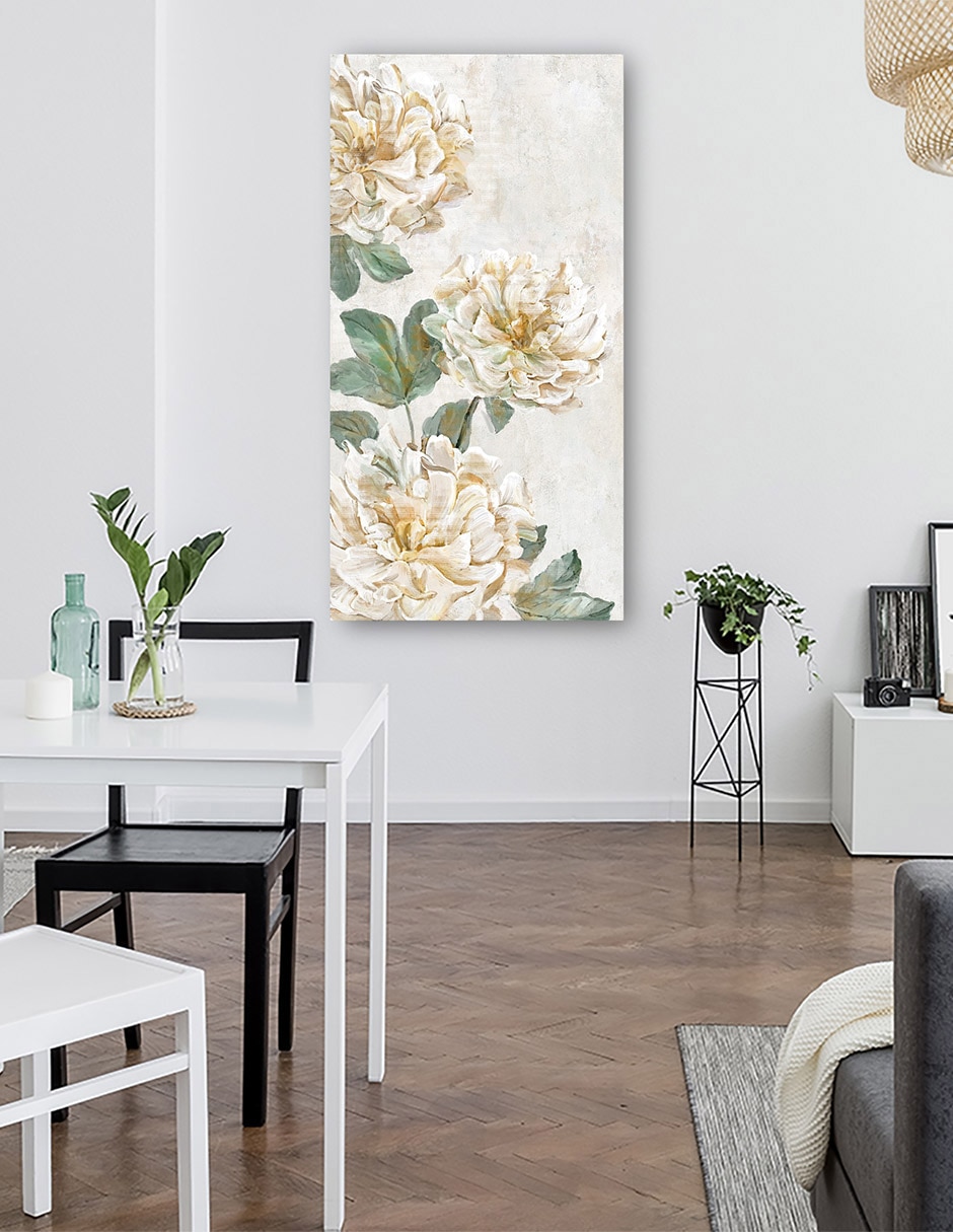 Cuadro decorativo Trío de peonía técnica mixta Floración 7