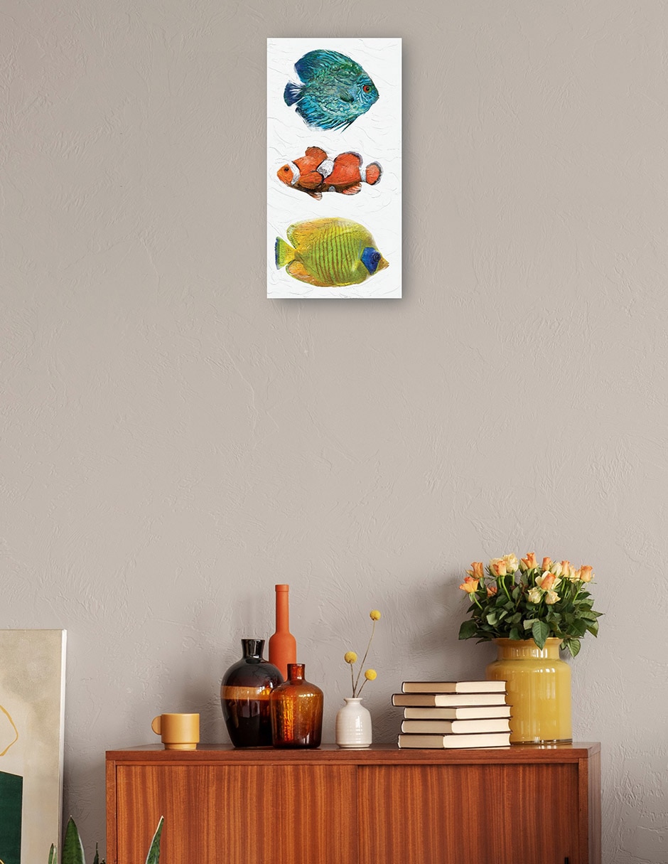Cuadro decorativo Trío Tropical I técnica mixta Animales Marinos 3