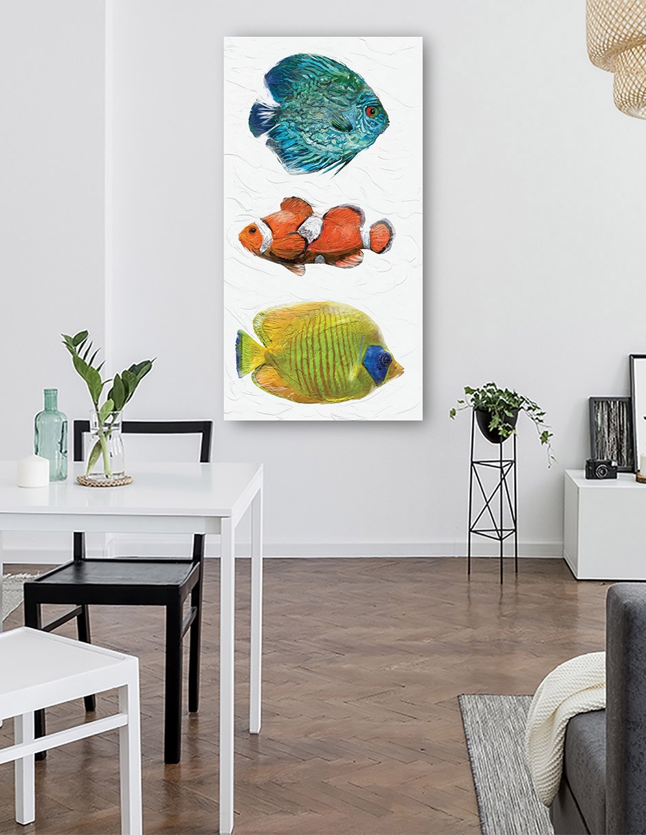 Cuadro decorativo Trío Tropical I técnica mixta Animales Marinos 6
