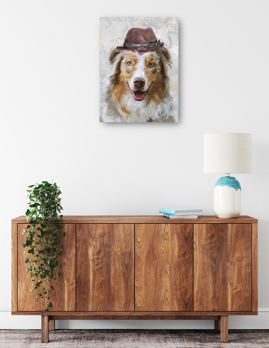 Cuadro decorativo Sombrero feliz IV técnica mixta Animales Domésticos 2