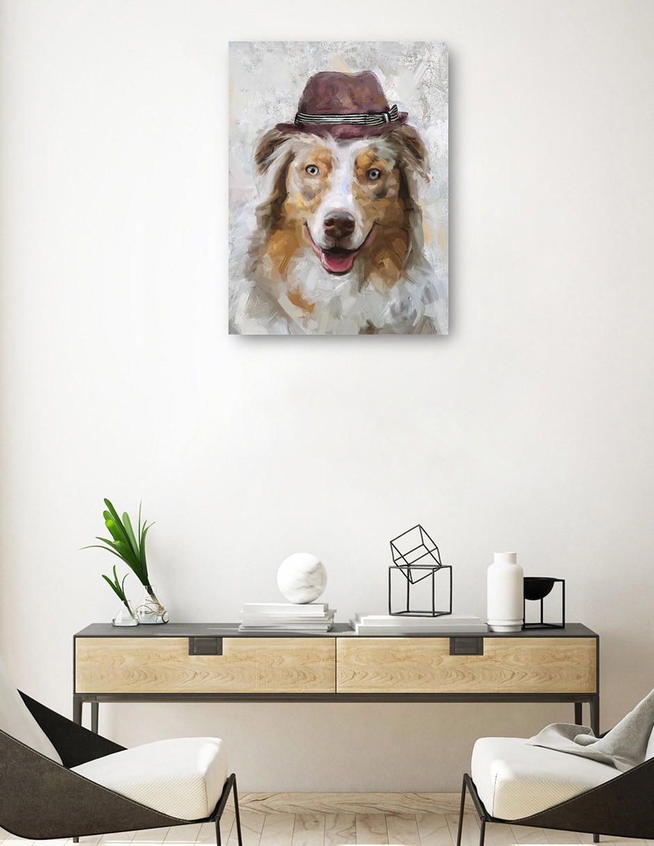 Cuadro decorativo Sombrero feliz IV técnica mixta Animales Domésticos 3