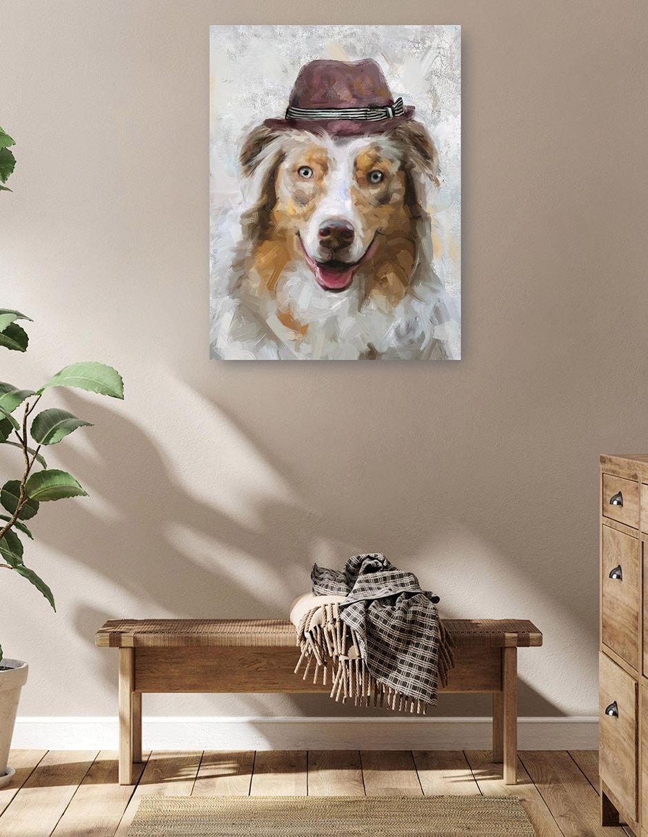 Cuadro decorativo Sombrero feliz IV técnica mixta Animales Domésticos 5