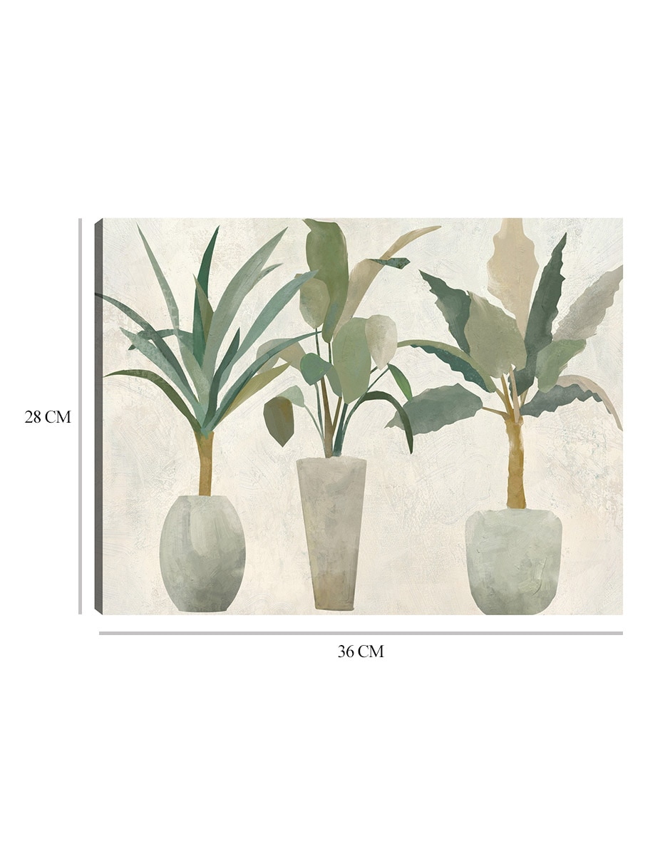 Cuadro decorativo Trío verde técnica mixta Macetas 2