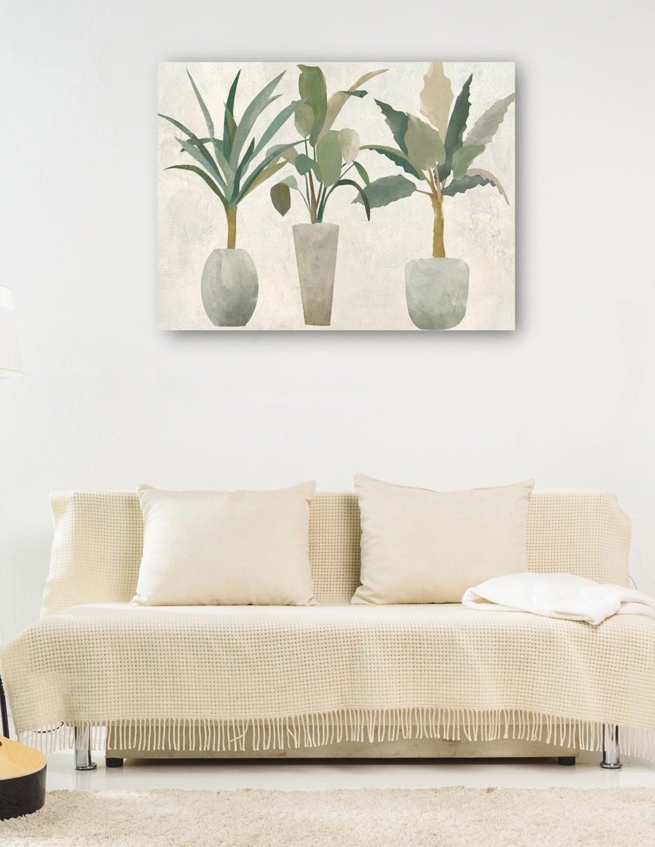 Cuadro decorativo Trío verde técnica mixta Macetas 6