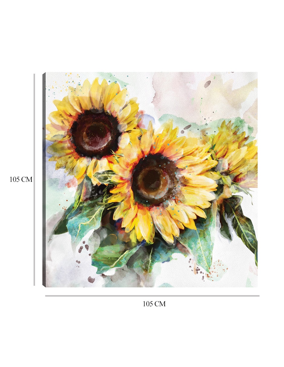 Cuadro decorativo Trío de girasoles técnica mixta Girasoles 9