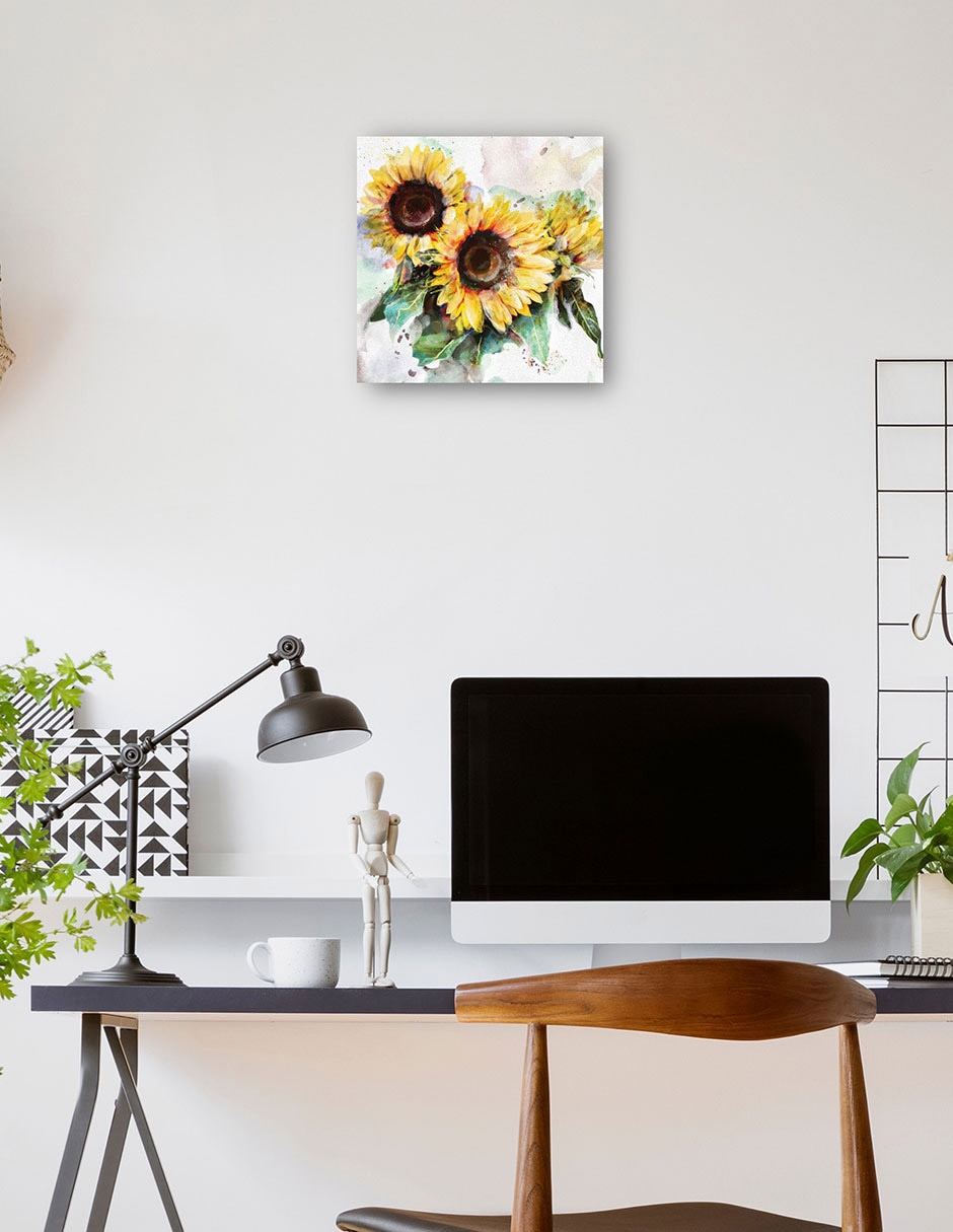 Cuadro decorativo Trío de girasoles técnica mixta Girasoles 3