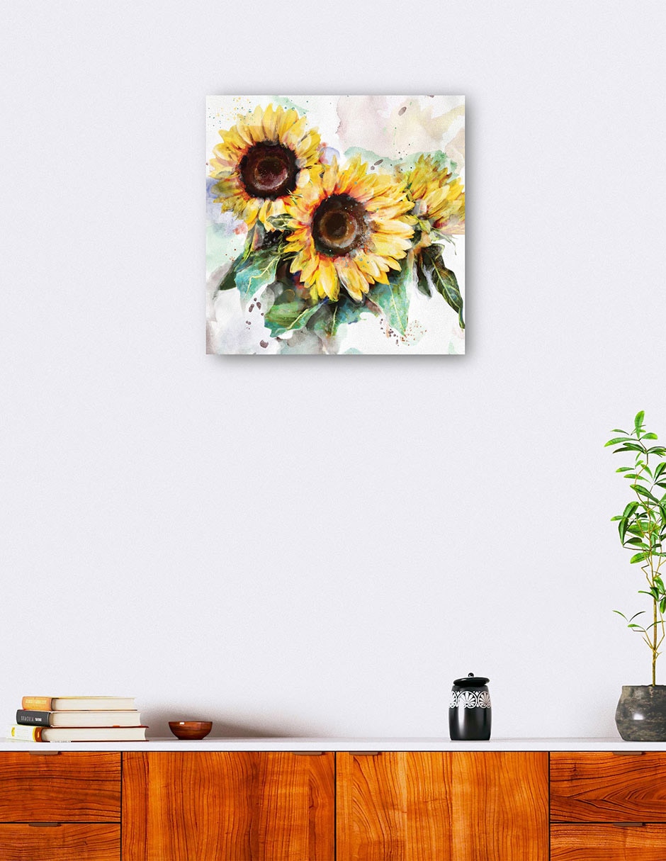 Cuadro decorativo Trío de girasoles técnica mixta Girasoles 6