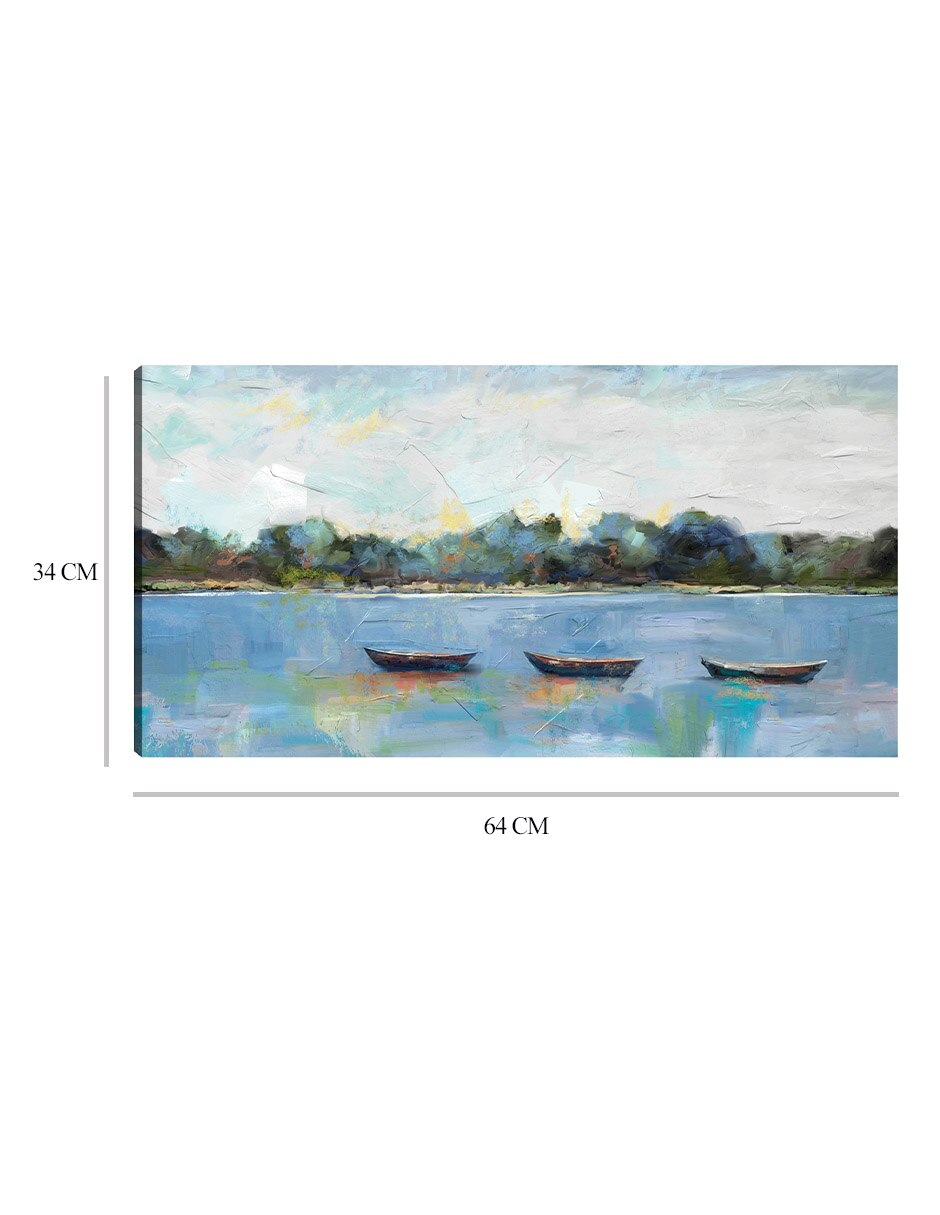Cuadro decorativo Trío de botes de remos técnica mixta Lagos 9