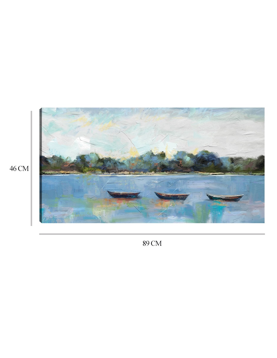 Cuadro decorativo Trío de botes de remos técnica mixta Lagos 2