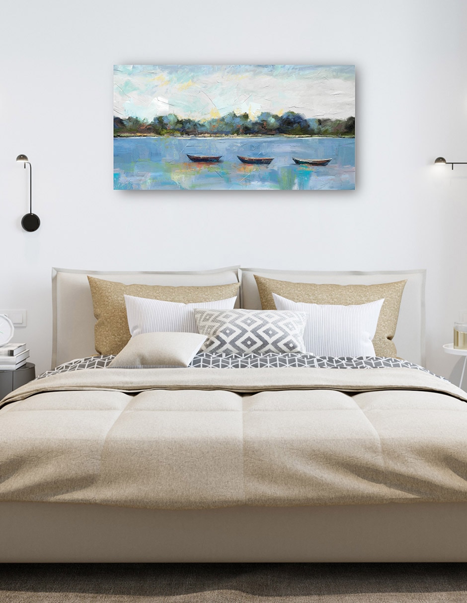 Cuadro decorativo Trío de botes de remos técnica mixta Lagos 6