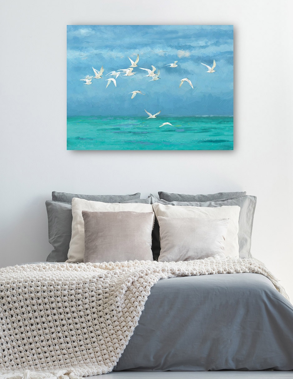 Cuadro decorativo Vuelo costero técnica mixta Aves Silvestres 5
