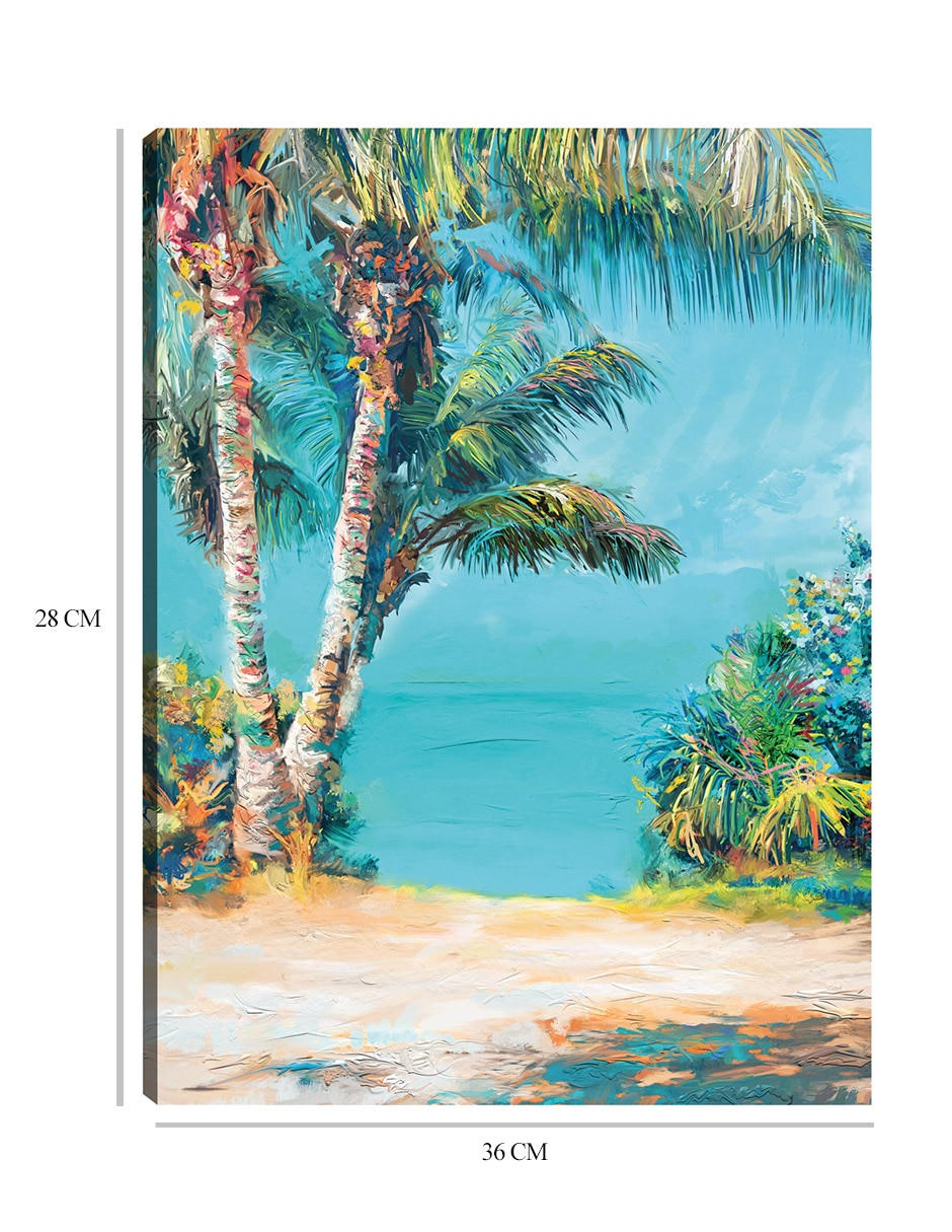 Cuadro decorativo Verde azulado tropical técnica mixta Trópico 2